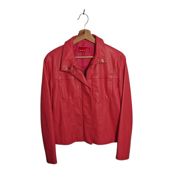 Elegant Pink Leather Biker Jacket for Women Size S - Picture 3 of 9